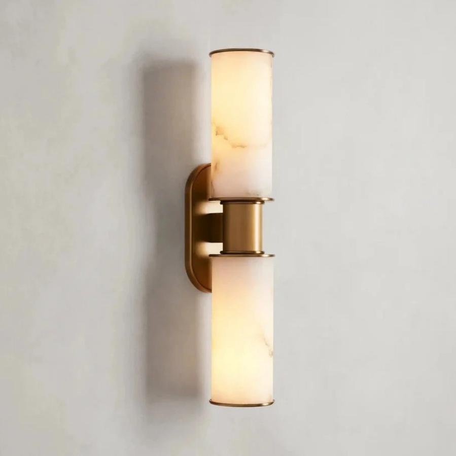Harlin 2-Light Wall Sconce in Alabaster - Zelno Lighting