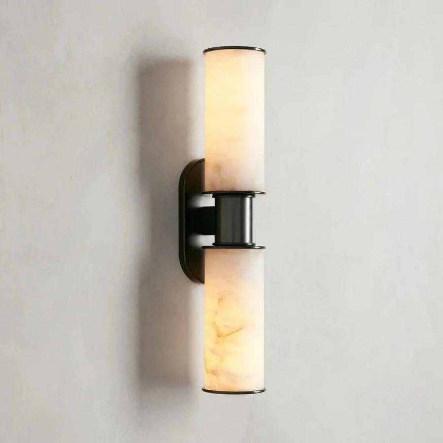 Harlin 2-Light Wall Sconce in Alabaster - Zelno Lighting