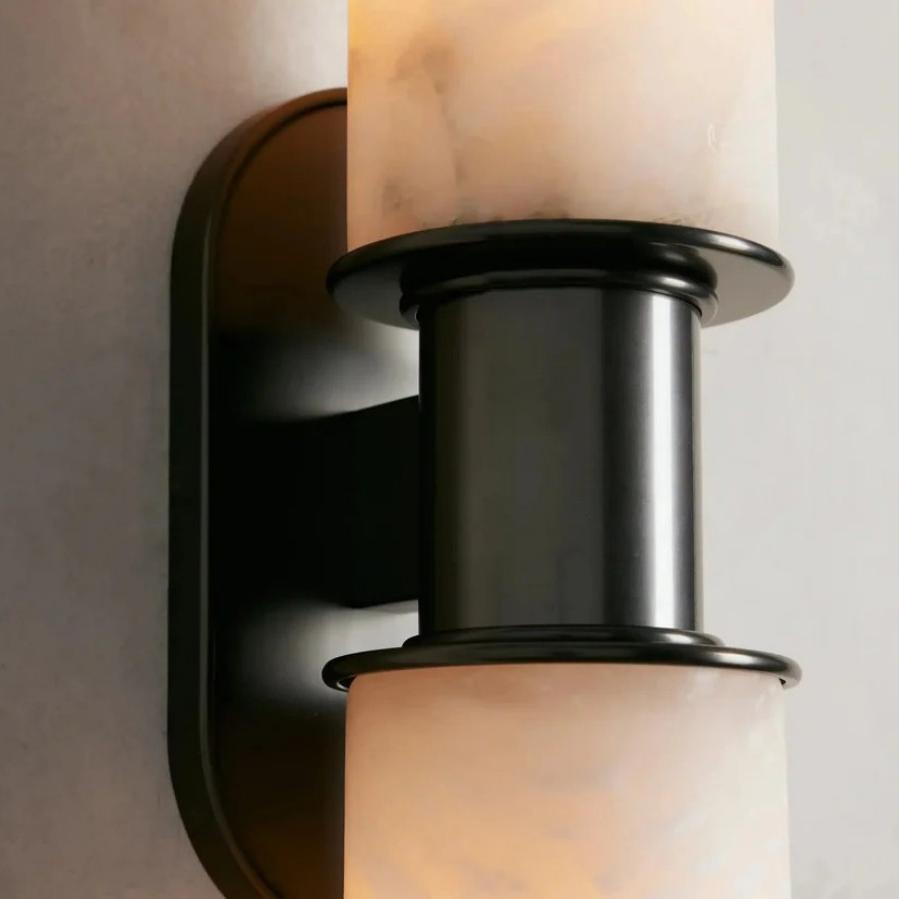 Harlin 2-Light Wall Sconce in Alabaster - Zelno Lighting
