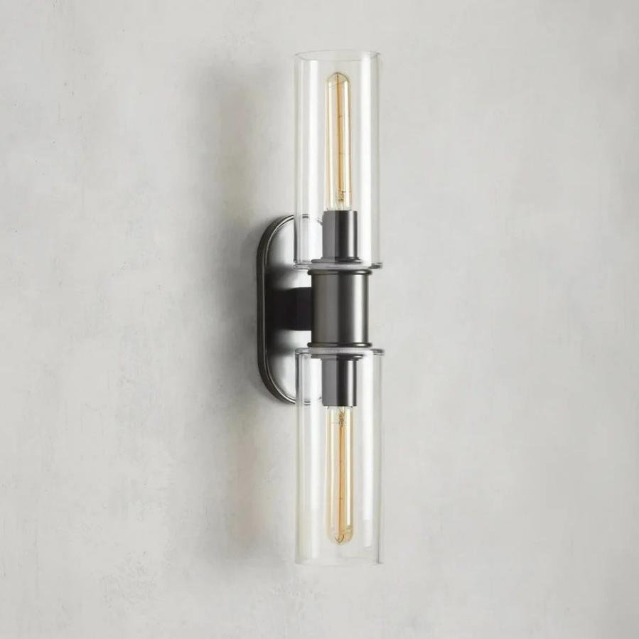 Harlin 2-Light Wall Sconce in Clear - Zelno Lighting