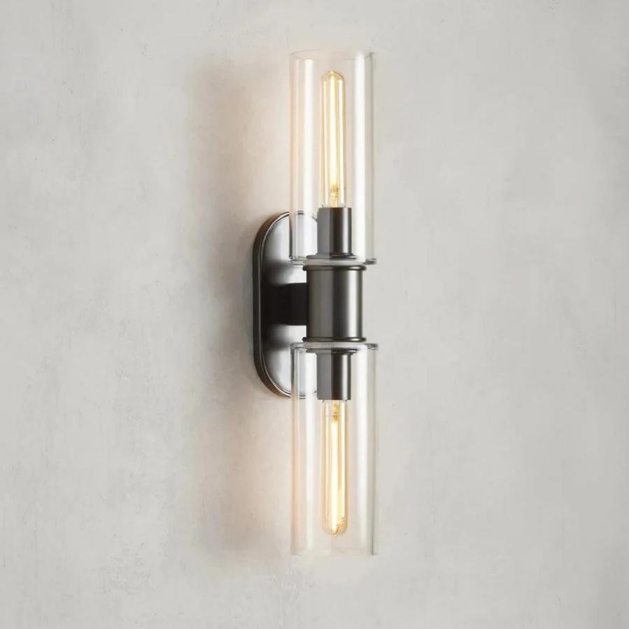 Harlin 2-Light Wall Sconce in Clear - Zelno Lighting