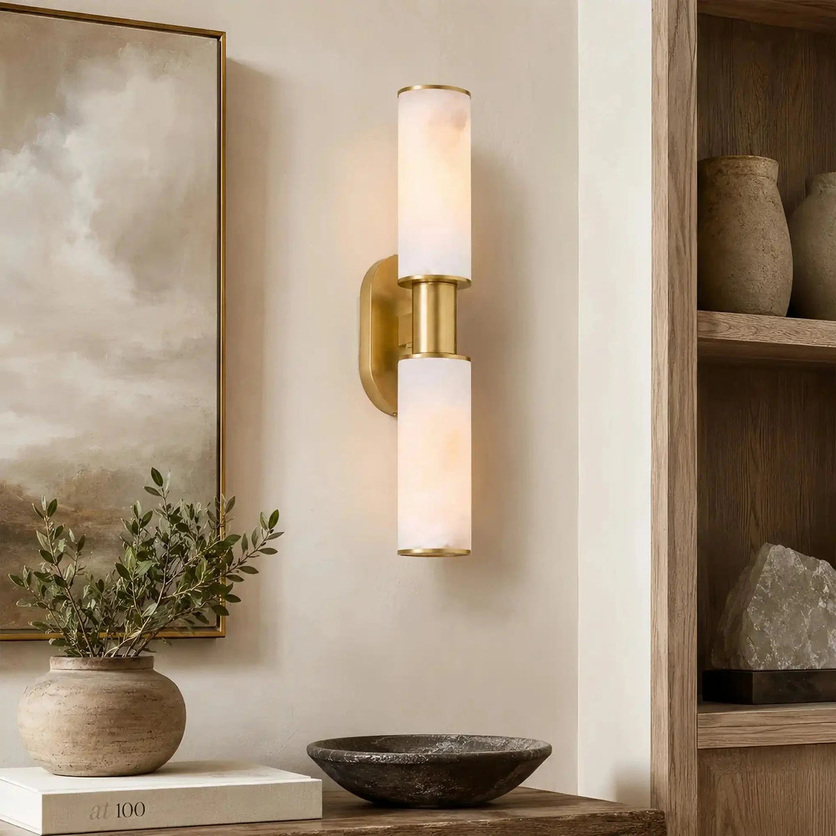 Harline Alabaster 2-Light Wall Sconce - Zelno Lighting