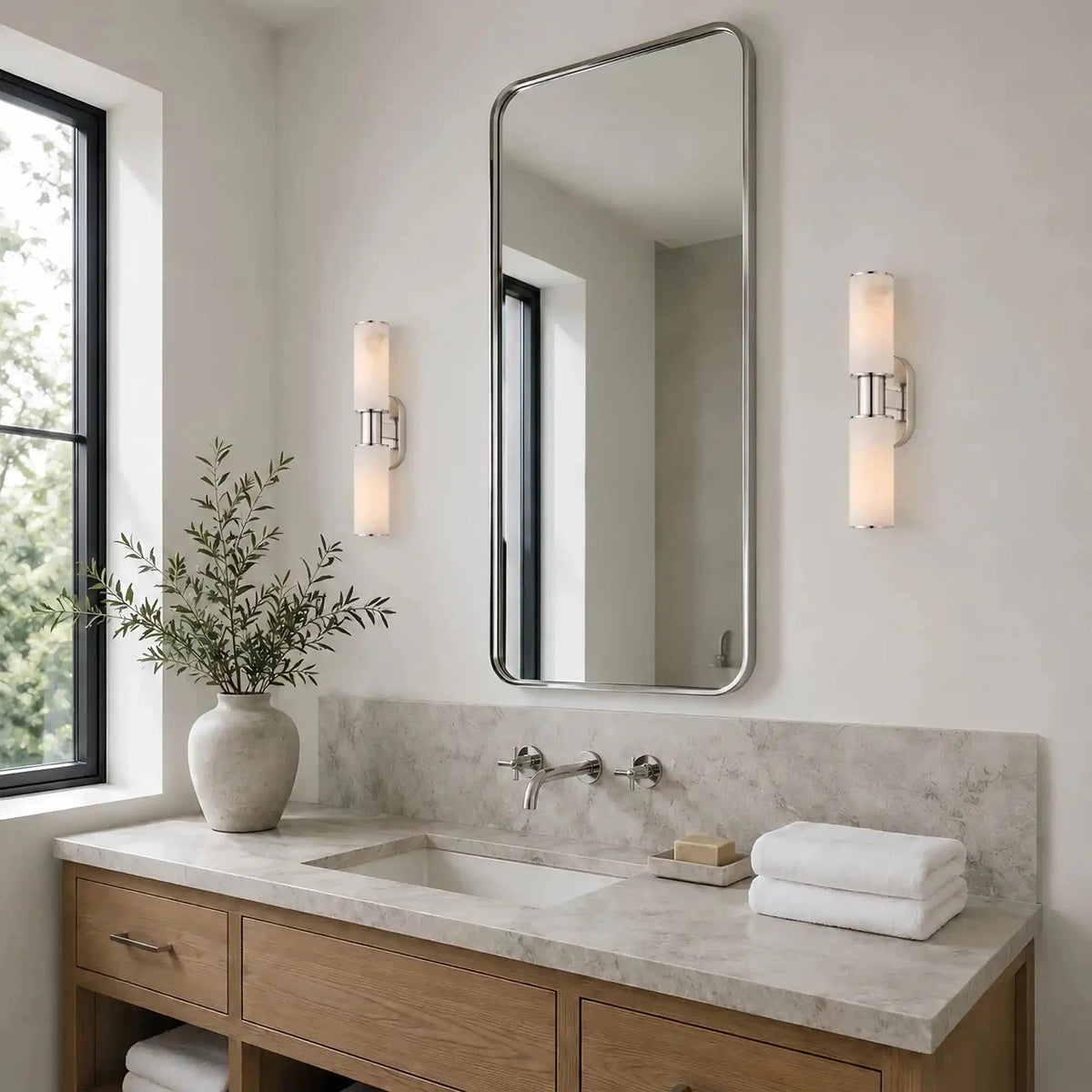 Harline Alabaster 2-Light Wall Sconce - Zelno Lighting