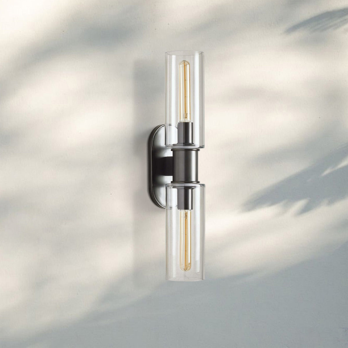 Harline Clear Glass 2-Light Wall Sconce - Zelno Lighting