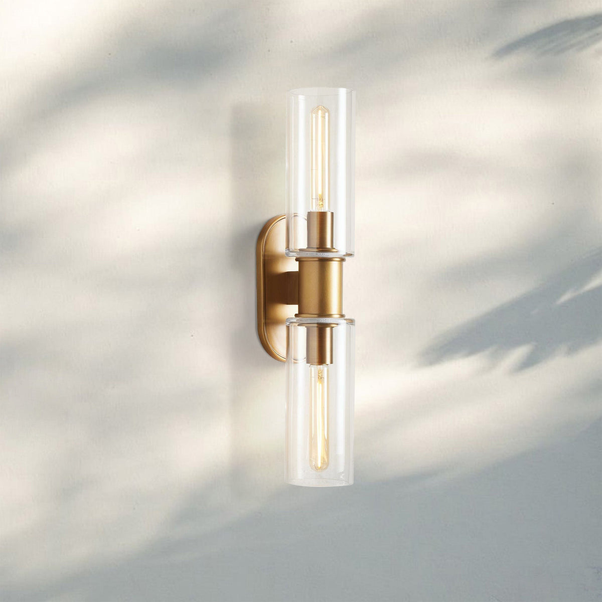 Harline Clear Glass 2-Light Wall Sconce - Zelno Lighting