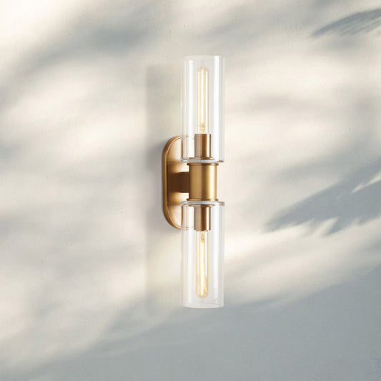 Harline Clear Glass 2-Light Wall Sconce - Zelno Lighting