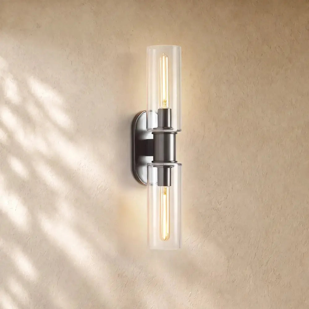 Harlins Clear Glass 2-Light Wall Sconce - Zelno