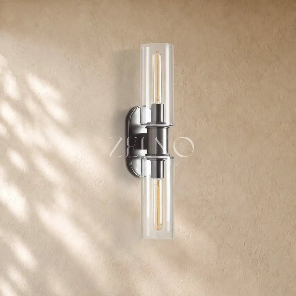 Harlins Clear Glass 2-Light Wall Sconce - Zelno