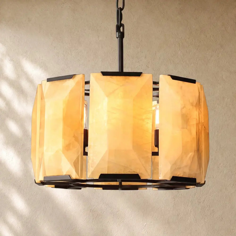 Hartley Calcite Round Alabaster Chandelier - Zelno