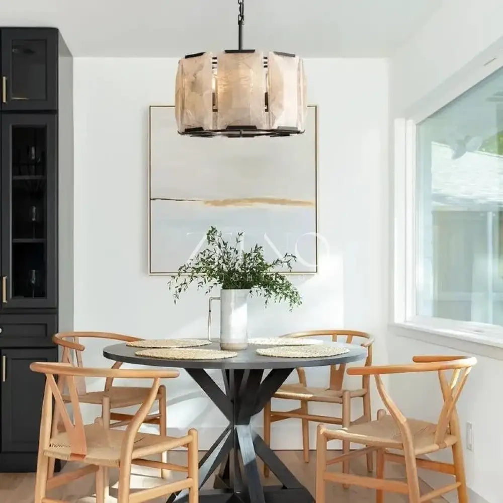 Hartley Calcite Round Alabaster Chandelier - Zelno