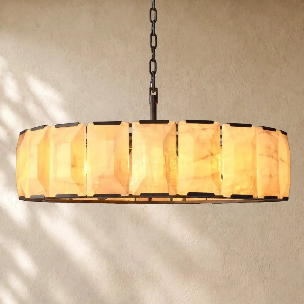 Hartley Calcite Round Alabaster Chandelier - Zelno