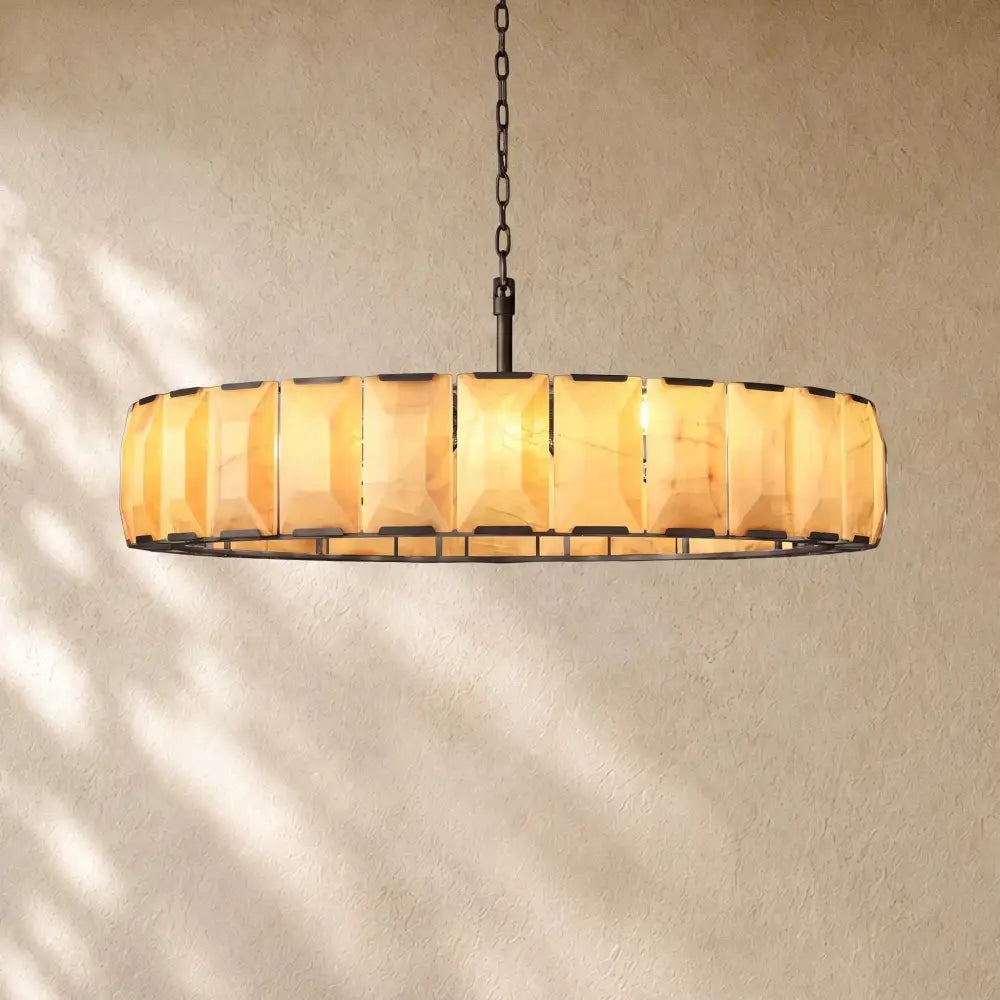 Hartley Calcite Round Alabaster Chandelier - Zelno