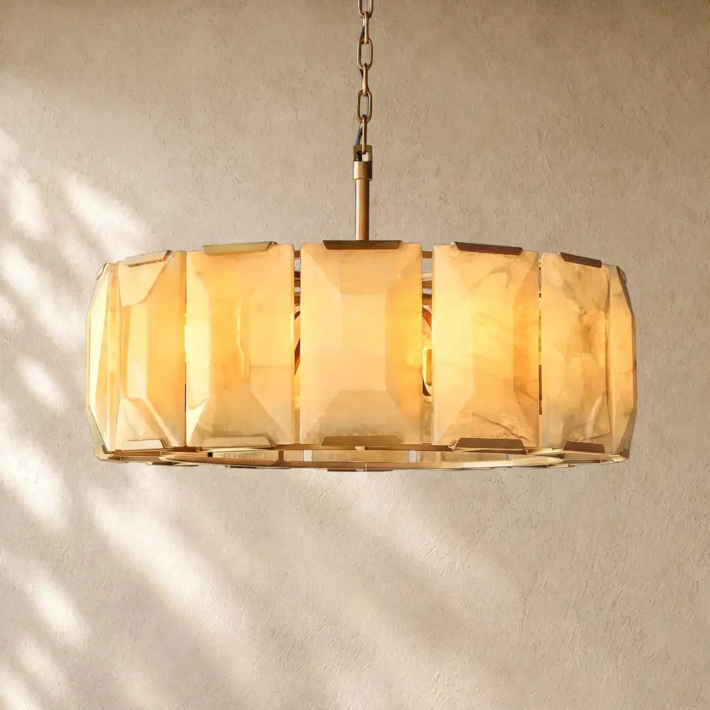 Hartley Calcite Round Alabaster Chandelier - Zelno