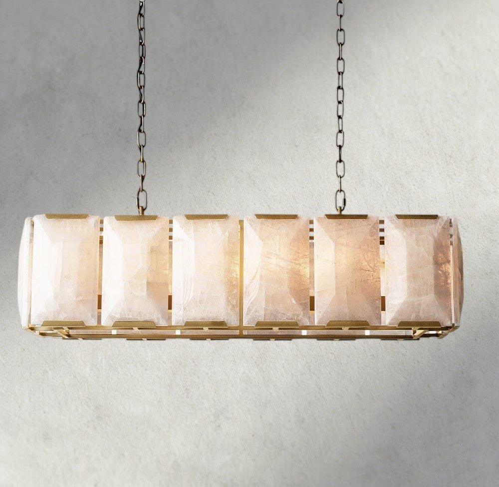 Herlow Calcite Rectangular Chandelier 42", 54", 62", 74" - Zelno