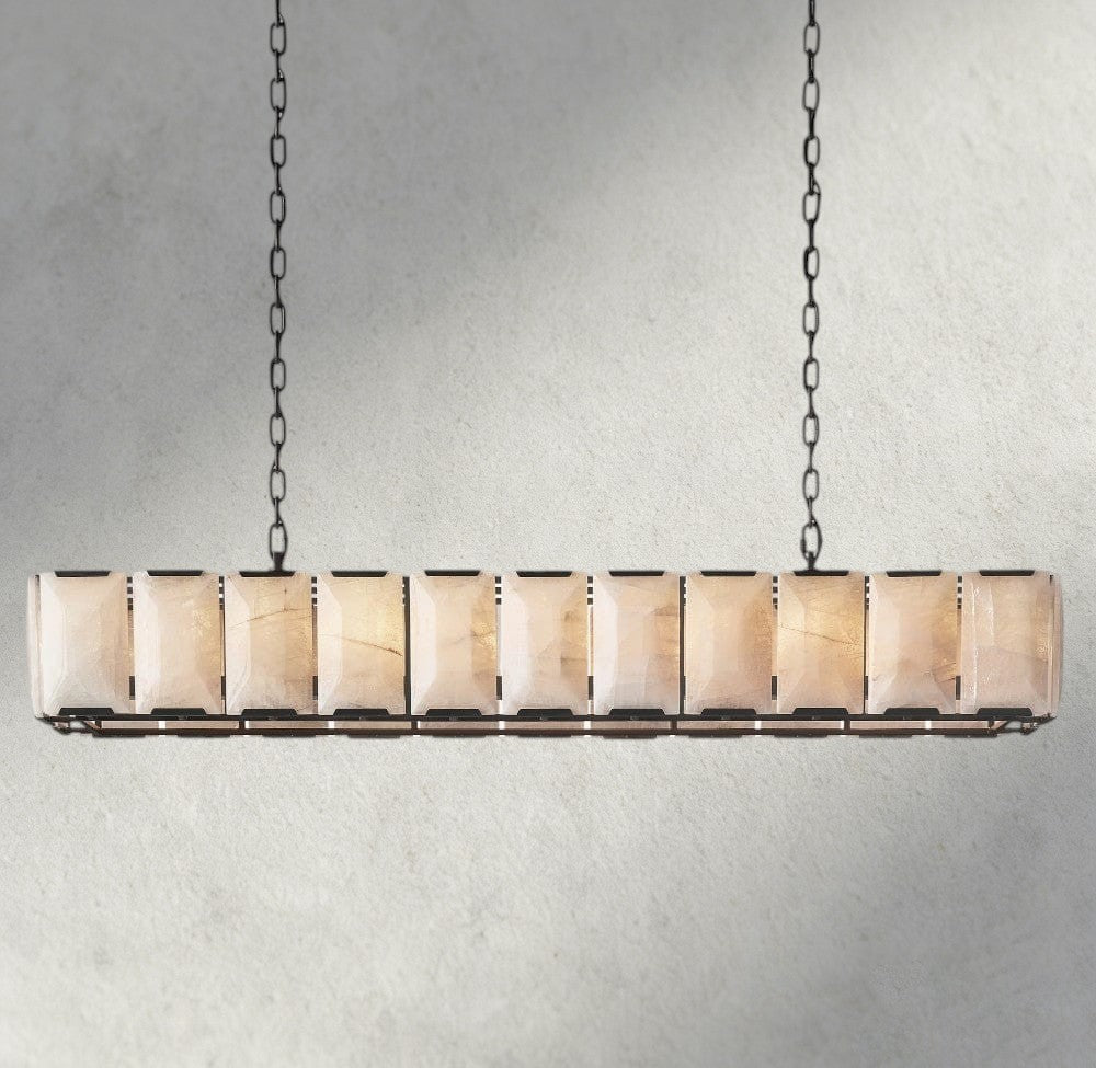 Herlow Calcite Rectangular Chandelier 42", 54", 62", 74" - Zelno