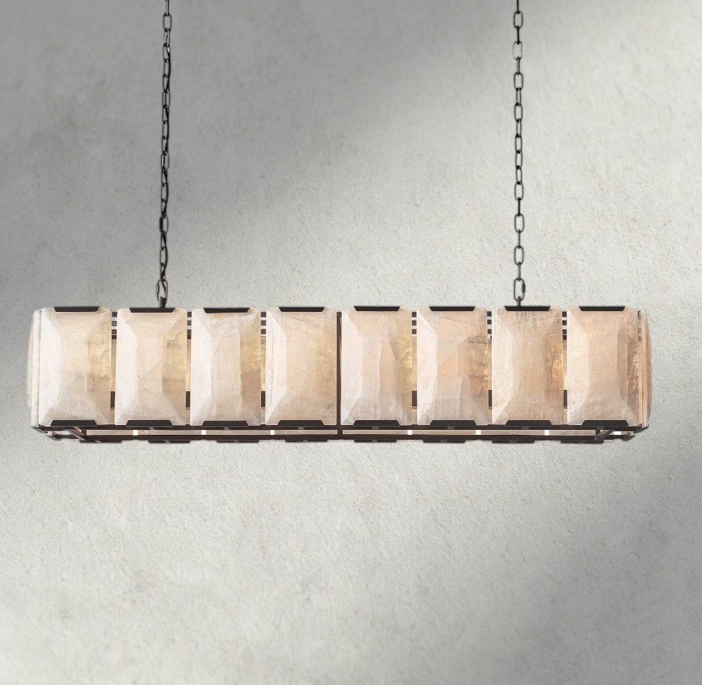 Herlow Calcite Rectangular Chandelier 42", 54", 62", 74" - Zelno
