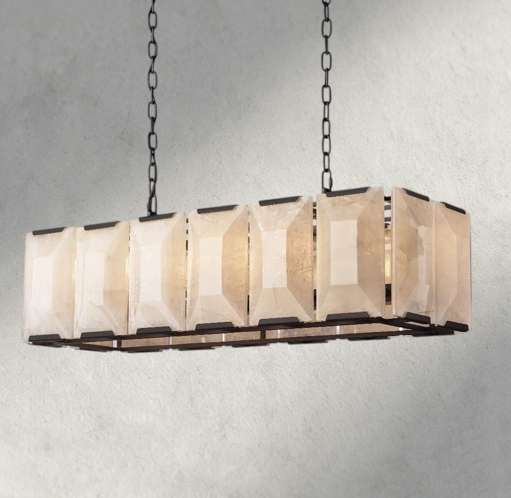 Herlow Calcite Rectangular Chandelier 42", 54", 62", 74" - Zelno