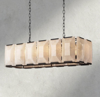 Herlow Calcite Rectangular Chandelier 42", 54", 62", 74" - Zelno