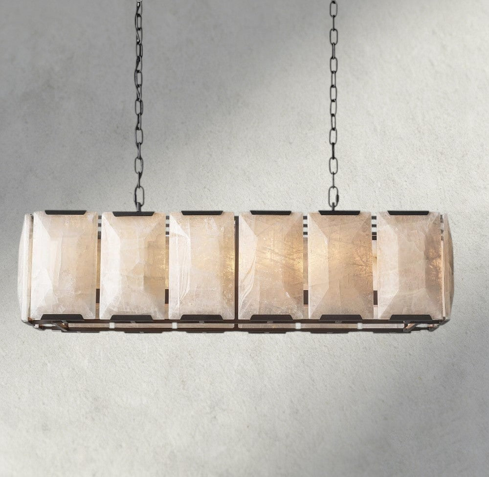 Herlow Calcite Rectangular Chandelier 42", 54", 62", 74" - Zelno