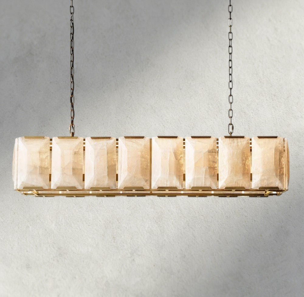 Herlow Calcite Rectangular Chandelier 42", 54", 62", 74" - Zelno