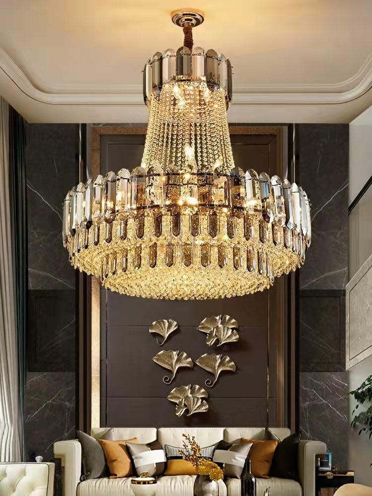 High-grade Crystal Chandelier For Living Room Luxury Duplex Hallway Ceiling Light Fixture - Zelno Lighting