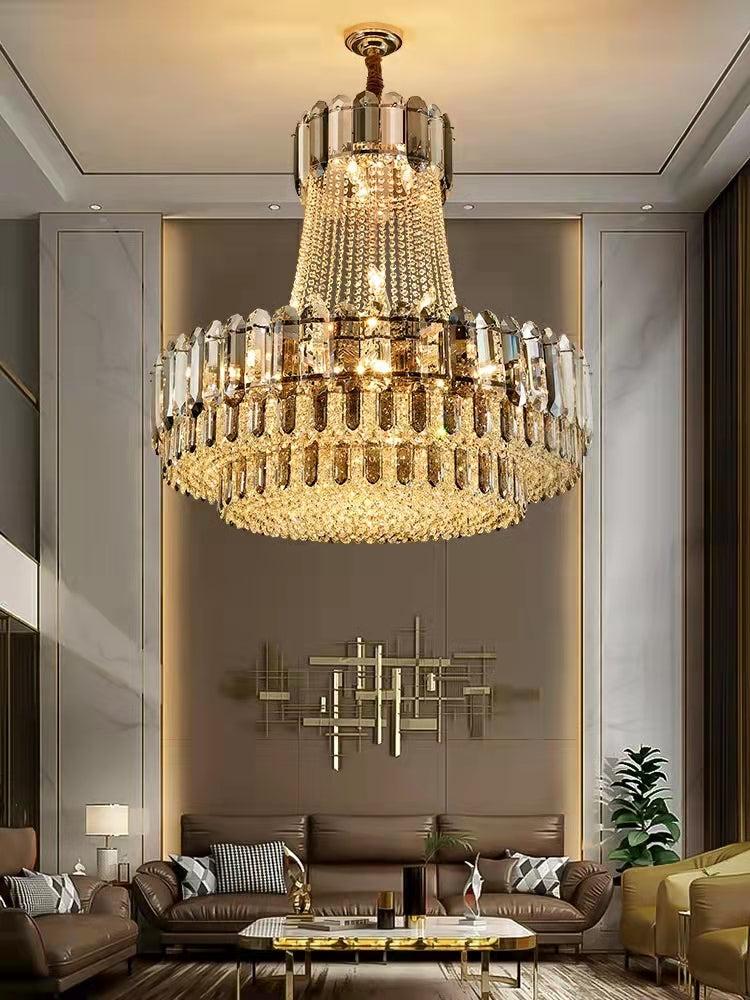 High-grade Crystal Chandelier For Living Room Luxury Duplex Hallway Ceiling Light Fixture - Zelno Lighting
