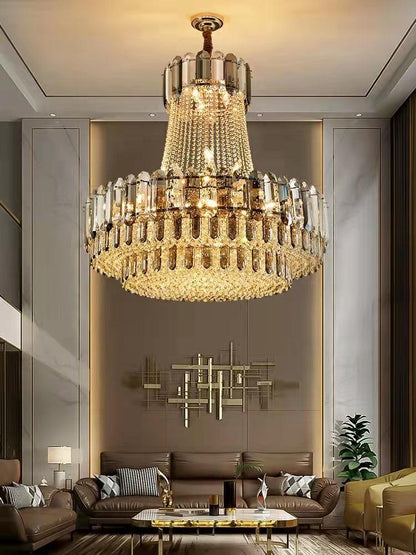 High-grade Crystal Chandelier For Living Room Luxury Duplex Hallway Ceiling Light Fixture - Zelno Lighting