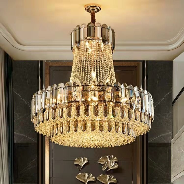 High-grade Crystal Chandelier For Living Room Luxury Duplex Hallway Ceiling Light Fixture - Zelno Lighting