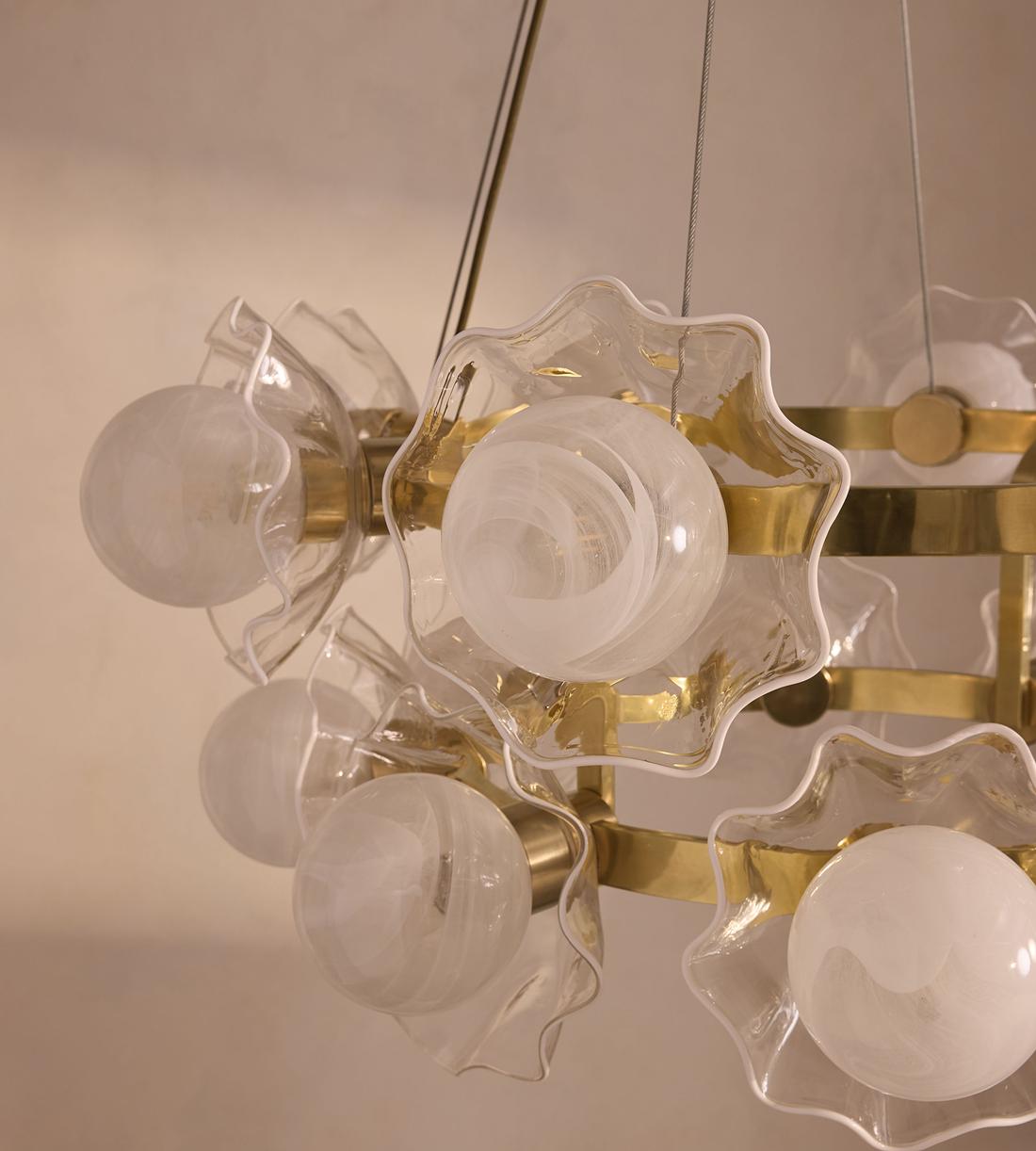 Holly Glass Chandelier 32"W - Zelno Lighting