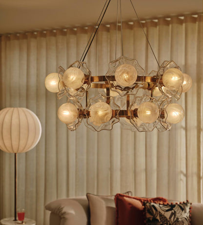 Holly Glass Chandelier 32"W - Zelno Lighting