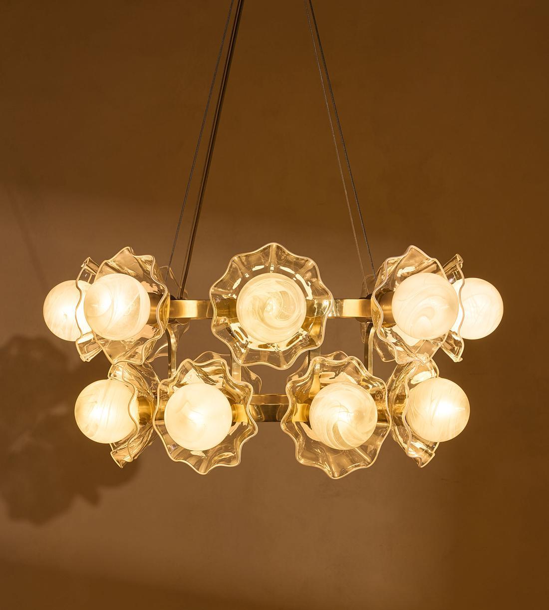 Holly Glass Chandelier 32"W - Zelno Lighting