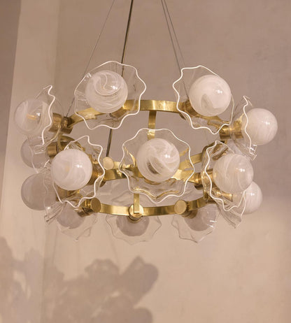 Holly Glass Chandelier 32"W - Zelno Lighting