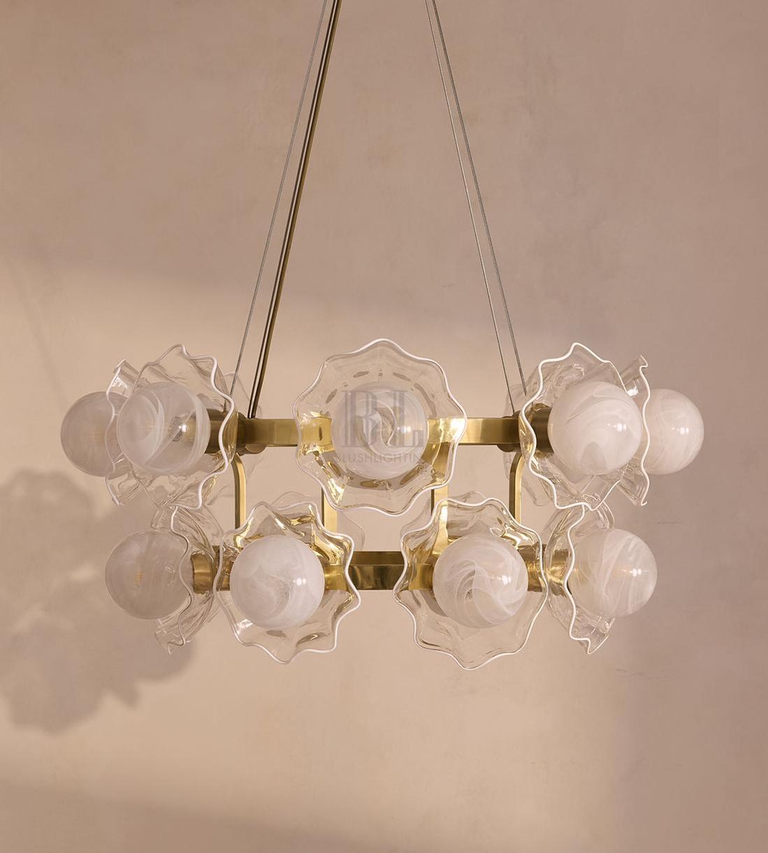 Holly Glass Chandelier 32"W - Zelno Lighting