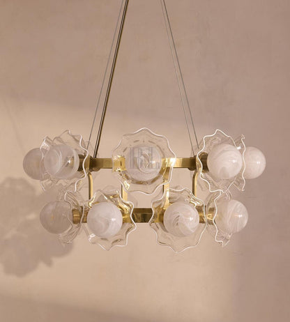 Holly Glass Chandelier 32"W - Zelno Lighting