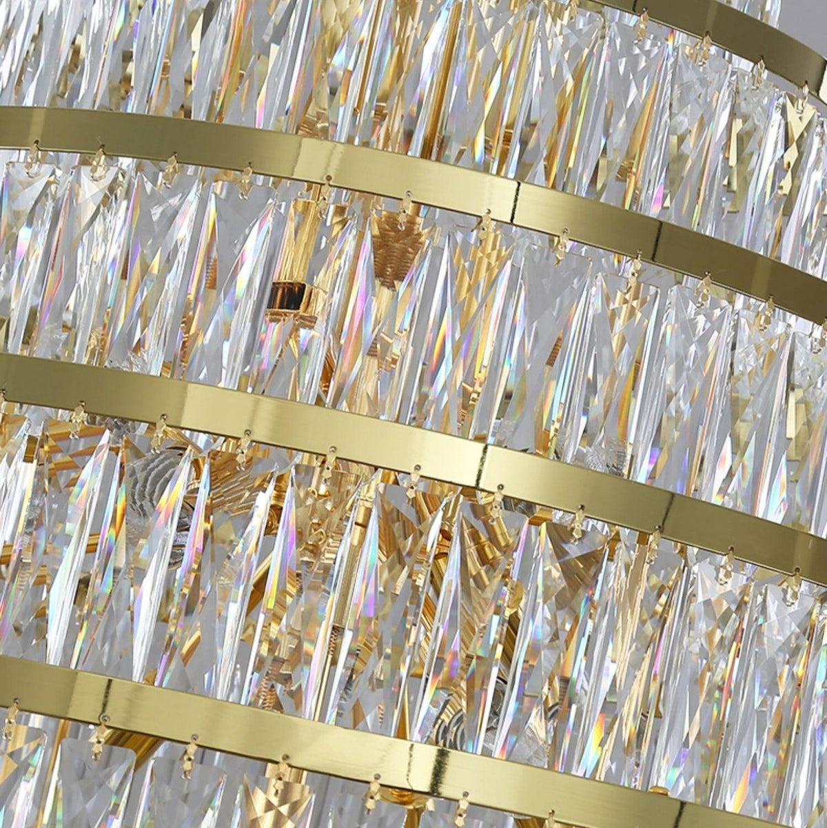 Honeycomb Shaped Ceiling Chandelier Extra Large Crystal Light Fixture For Foyer Staircase/ Entryway In Gold Finish - Zelno Lighting