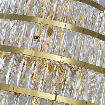 Honeycomb Shaped Ceiling Chandelier Extra Large Crystal Light Fixture For Foyer Staircase/ Entryway In Gold Finish - Zelno Lighting