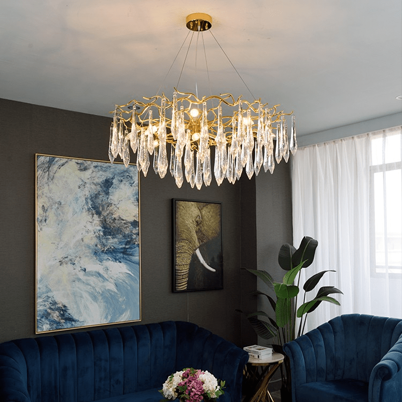 Hurrey Branch Crystal Rain Chandelier - Zelno Lighting