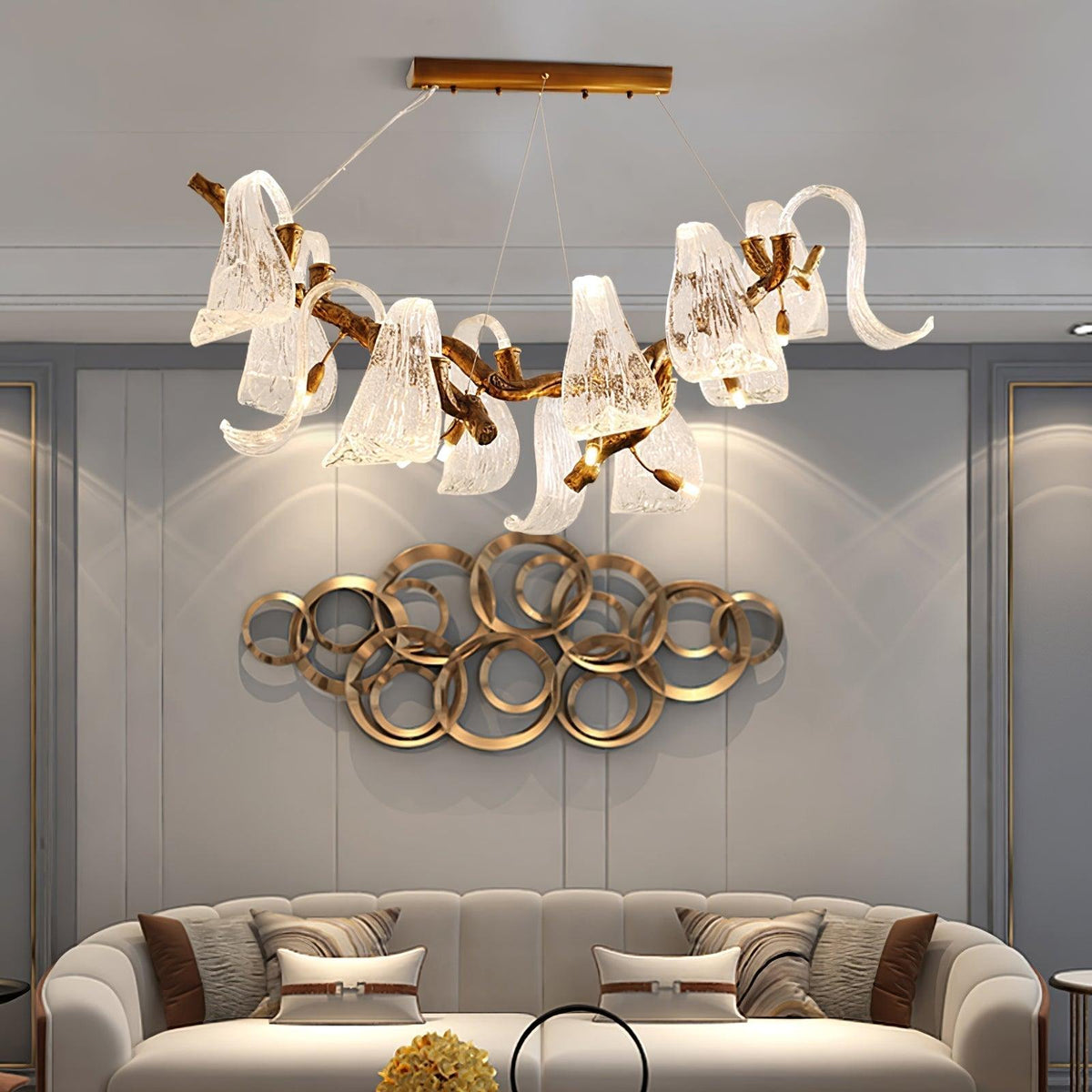 Icarus Wings Horizontal Branch Chandelier - Zelno Lighting