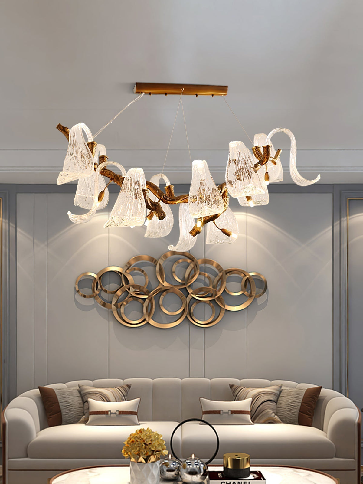 Icarus Wings Horizontal Branch Chandelier - Zelno Lighting