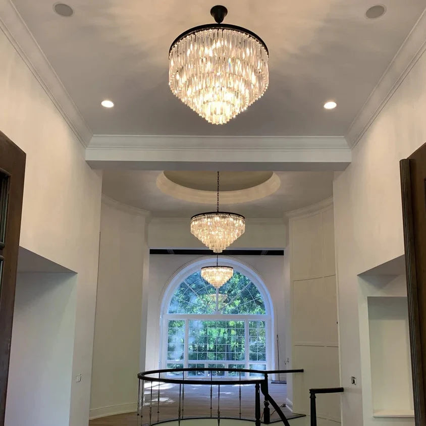 1920s Round Crystal Chandelier