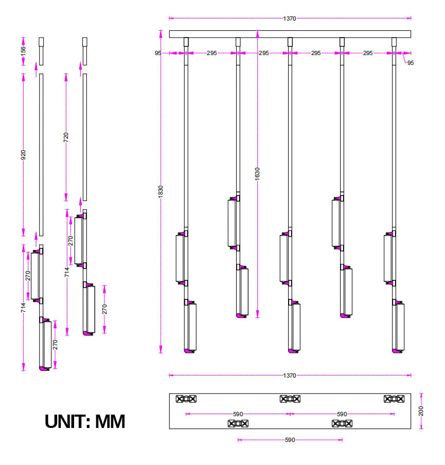 Audaben Alabaster Linear Chandelier 54"