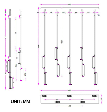 Audaben Alabaster Linear Chandelier 54"