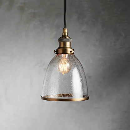 Industrial Cloche Pendant in Antiqued Brass - Zelno