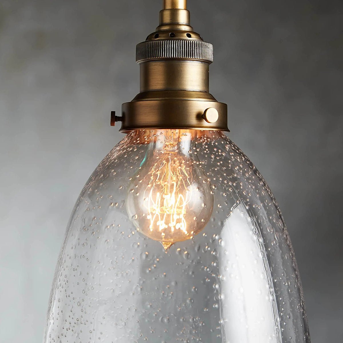 Industrial Cloche Pendant in Antiqued Brass - Zelno