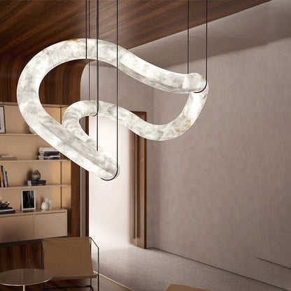 Infinity Alabaster Pendant Light for Entryway – Modern Symmetrical Entrance Lighting - Zelno Lighting