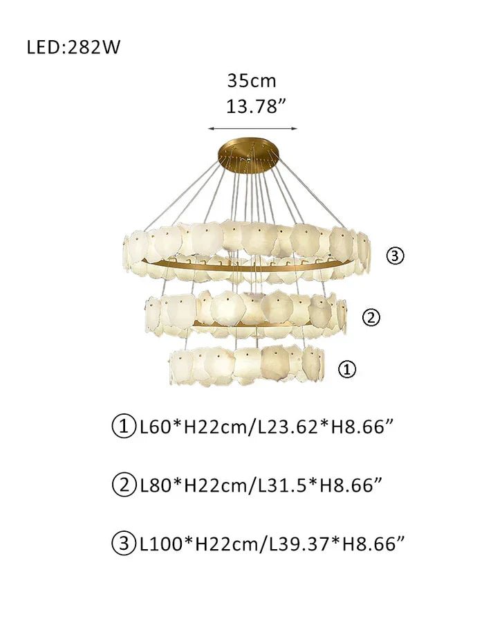 Irregular Alabaster Multi-Layered Round Chandelier - Zelno