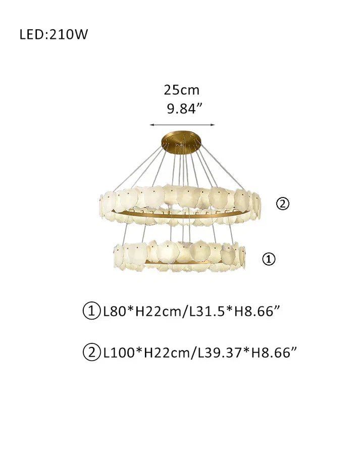Irregular Alabaster Multi-Layered Round Chandelier - Zelno