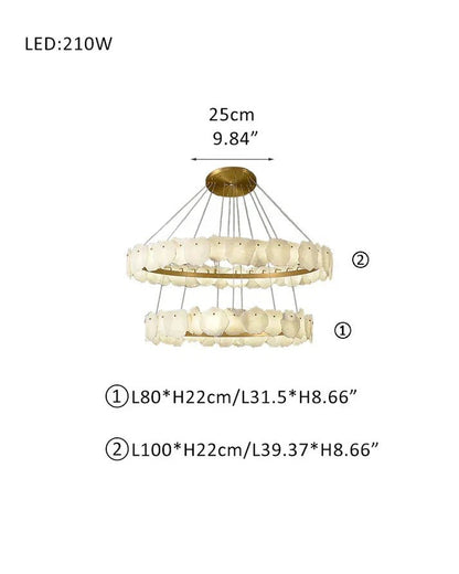 Irregular Alabaster Multi-Layered Round Chandelier - Zelno