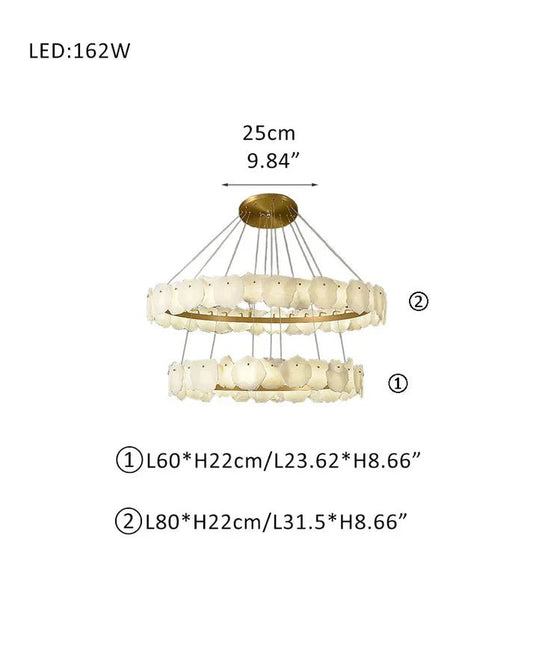 Irregular Alabaster Multi-Layered Round Chandelier - Zelno