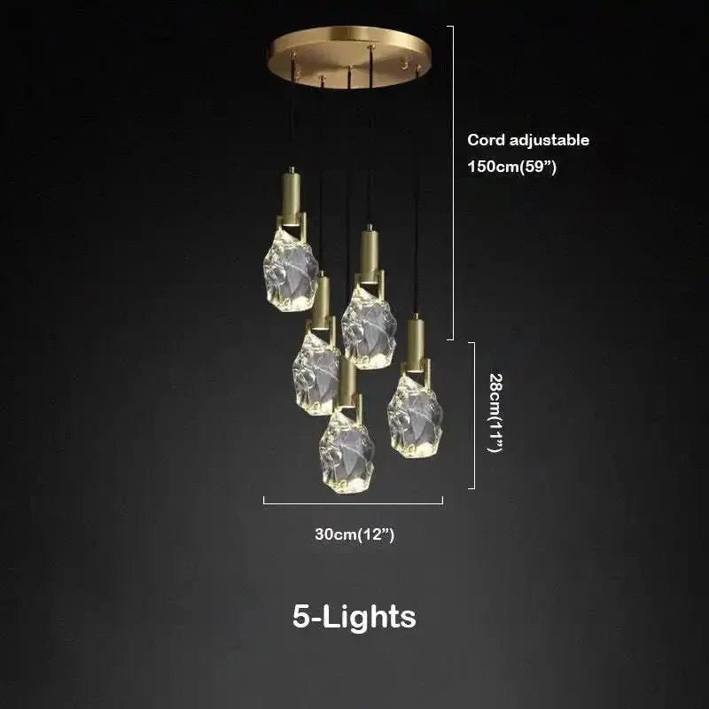 Irregular crystal pendant 6 styles - Zelno Lighting